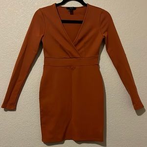 Orange Brunch/Dinner LongSleeve Midi Dress